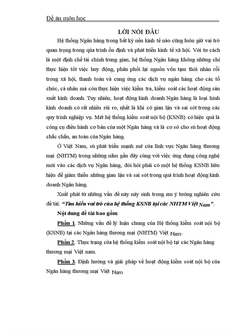 Tìm hiểu vai trò của hệ thống KSNB tại các NHTM Việt Nam 1