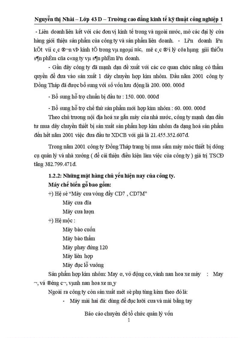 image for page Một số kiến nghị trong quá trình tìm hiểu công tác quản lý vốn tại công ty Đồng Tháp