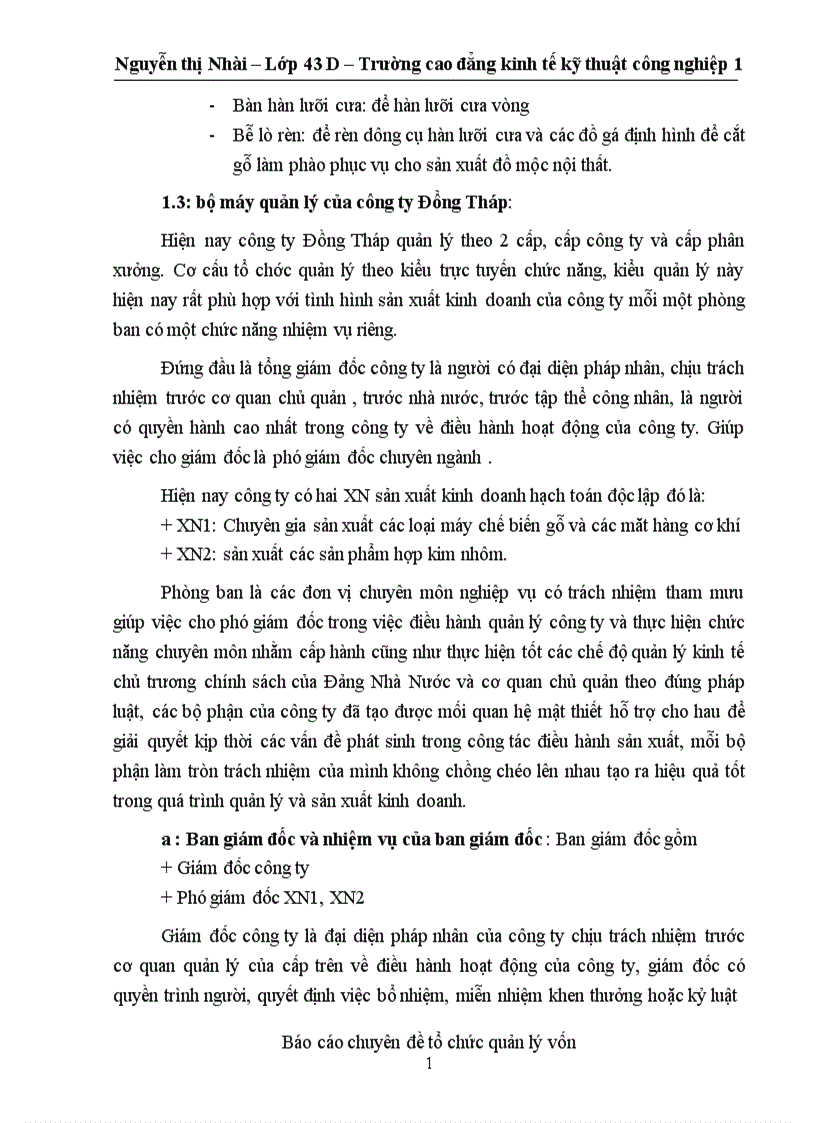 image for page Một số kiến nghị trong quá trình tìm hiểu công tác quản lý vốn tại công ty Đồng Tháp