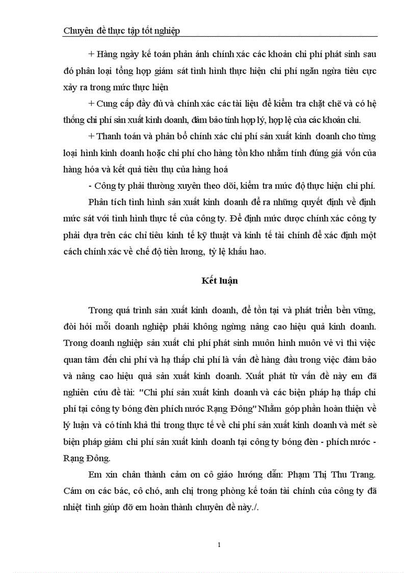 image for page Chi phí sản xuất điều kiện và các giải pháp hạ thấp chi phí sản xuất kinh doanh tại Công ty Bóng đèn Phích nước Rạng Đông 1