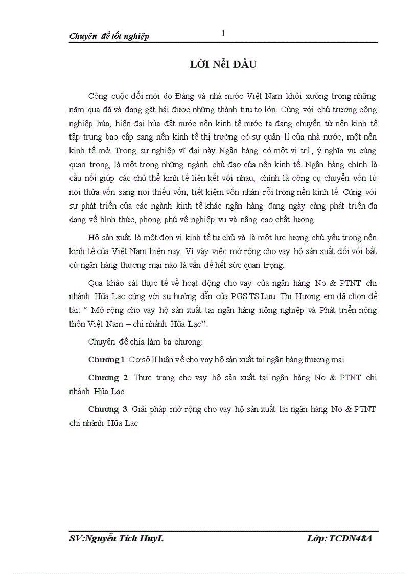 image for page Mở rộng cho vay hộ sản xuất tại ngân hàng nông nghiệp và Phát triển nông thôn Việt Nam chi nhánh Hòa Lạc 1