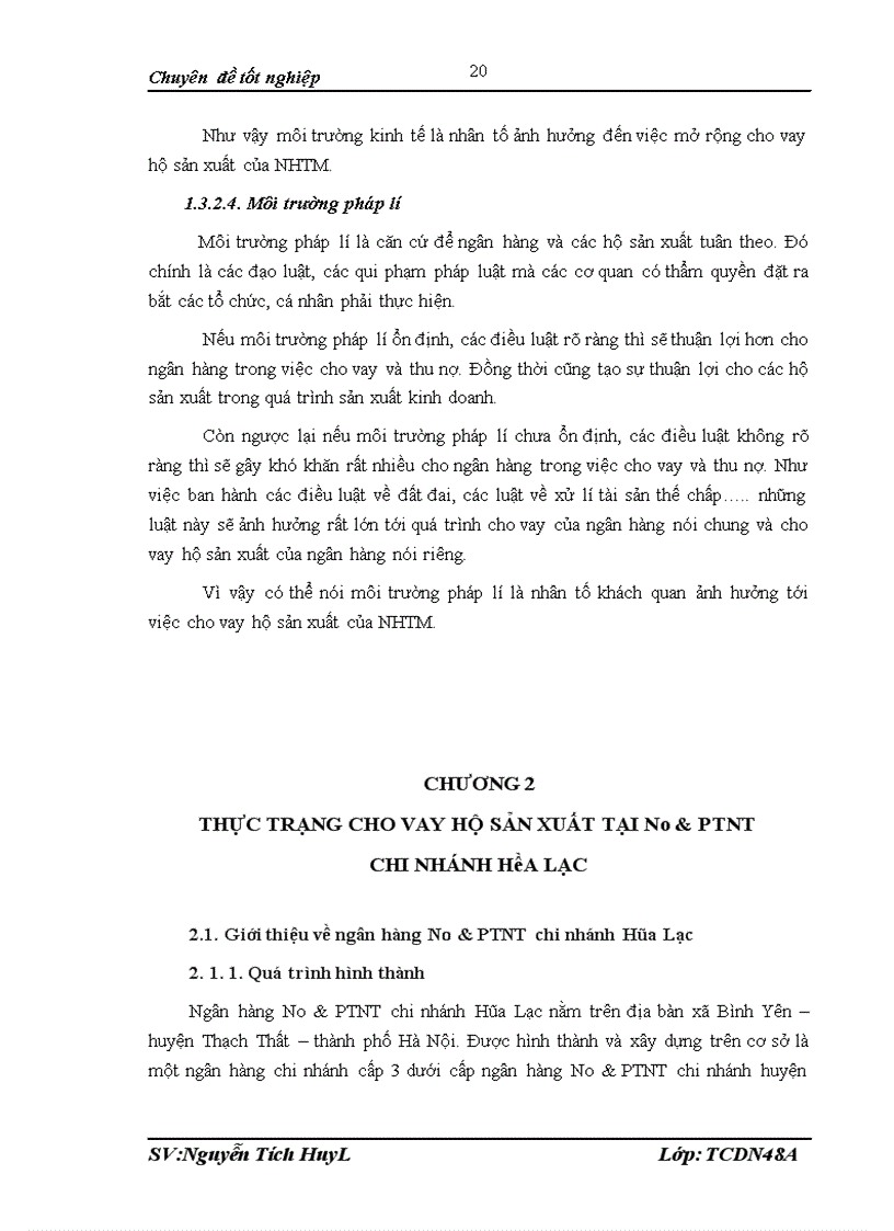 image for page Mở rộng cho vay hộ sản xuất tại ngân hàng nông nghiệp và Phát triển nông thôn Việt Nam chi nhánh Hòa Lạc 1