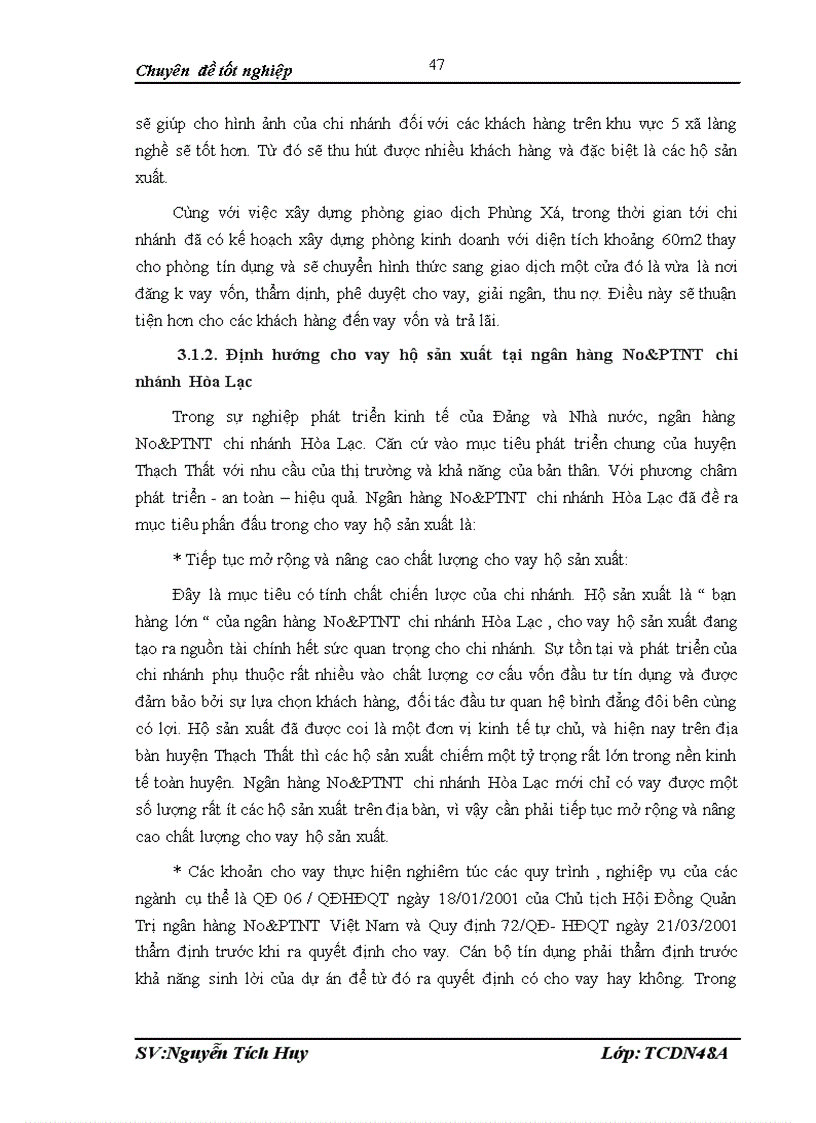 image for page Mở rộng cho vay hộ sản xuất tại ngân hàng nông nghiệp và Phát triển nông thôn Việt Nam chi nhánh Hòa Lạc 1