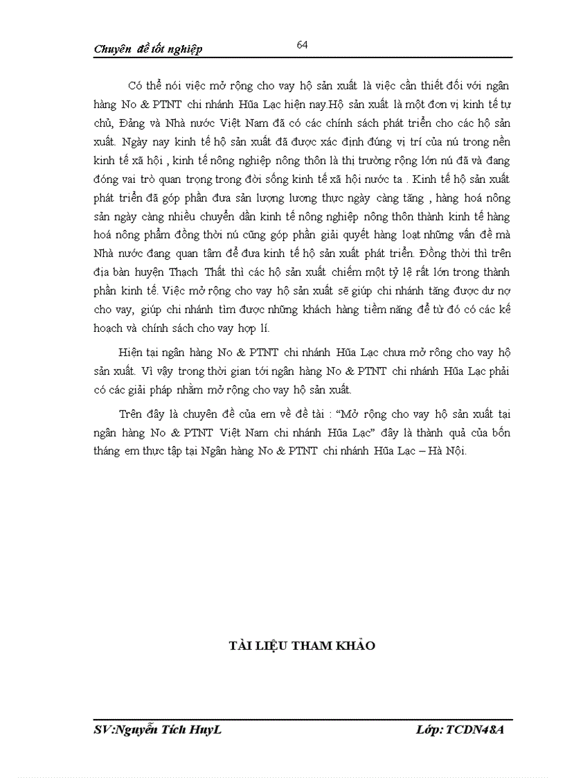 image for page Mở rộng cho vay hộ sản xuất tại ngân hàng nông nghiệp và Phát triển nông thôn Việt Nam chi nhánh Hòa Lạc 1