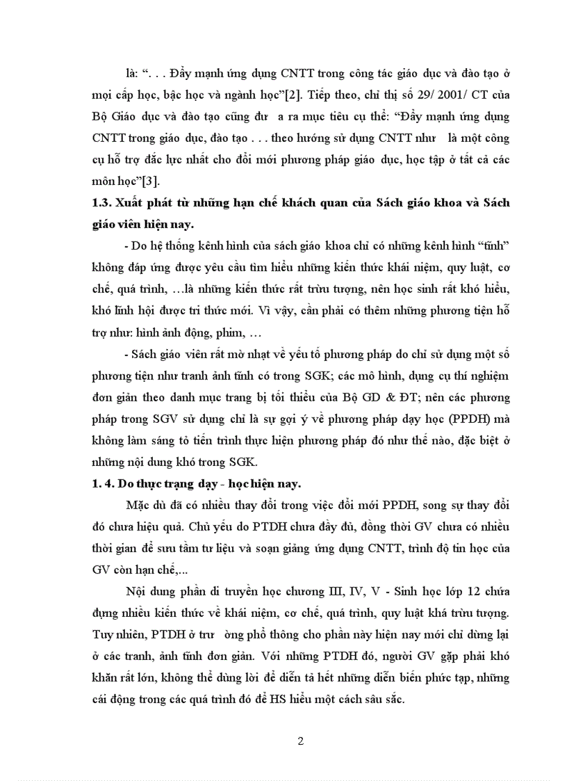 image for page Xây dựng và sử dụng bài giảng điện tử chương III IV V phần Di truyền học Sinh học lớp 12 theo hướng tích hợp truyền thông đa phương tiện 1
