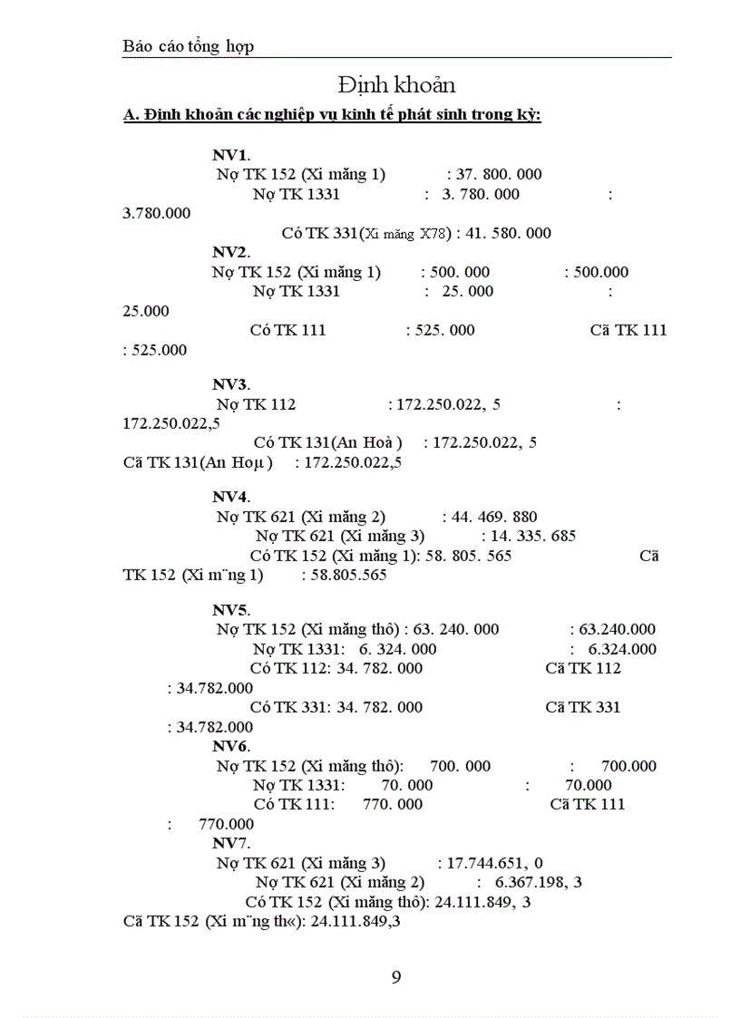 image for page Báo cáo tổng hợp kế toán tại Công ty TNHH Trang trí nội ngoại thất Đồng Tâm