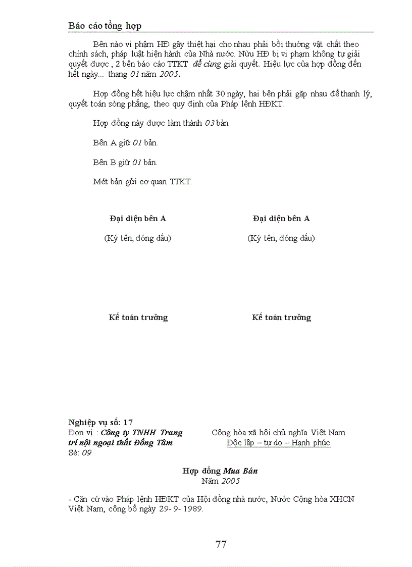 image for page Báo cáo tổng hợp kế toán tại Công ty TNHH Trang trí nội ngoại thất Đồng Tâm