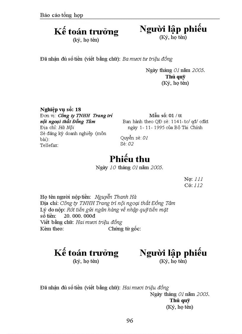 image for page Báo cáo tổng hợp kế toán tại Công ty TNHH Trang trí nội ngoại thất Đồng Tâm