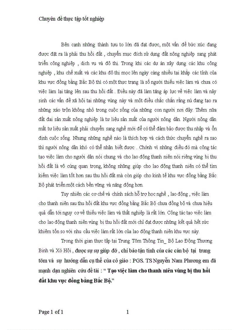 image for page Tạo việc làm cho thanh niên vùng bị thu hồi đất khu vực đồng bằng Bắc Bộ 1