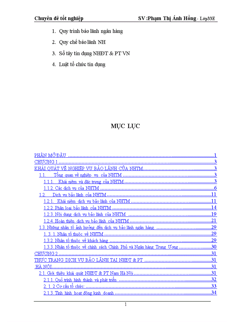 image for page Giải pháp hoàn thiện dịch vụ bảo lãnh tại chi nhánh NHĐT PT Nam Hà Nội