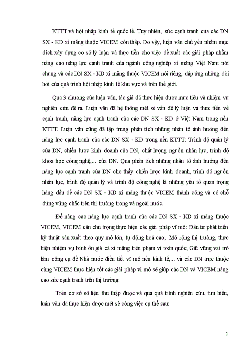 image for page Nâng cao năng lực cạnh tranh của các DN SX KD xi măng thuộc VICEM trong nền KTTT
