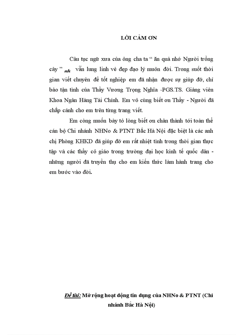 image for page Mở rộng hoạt động tín dụng của NHNo PTNT Chi nhánh Bắc Hà Nội 1