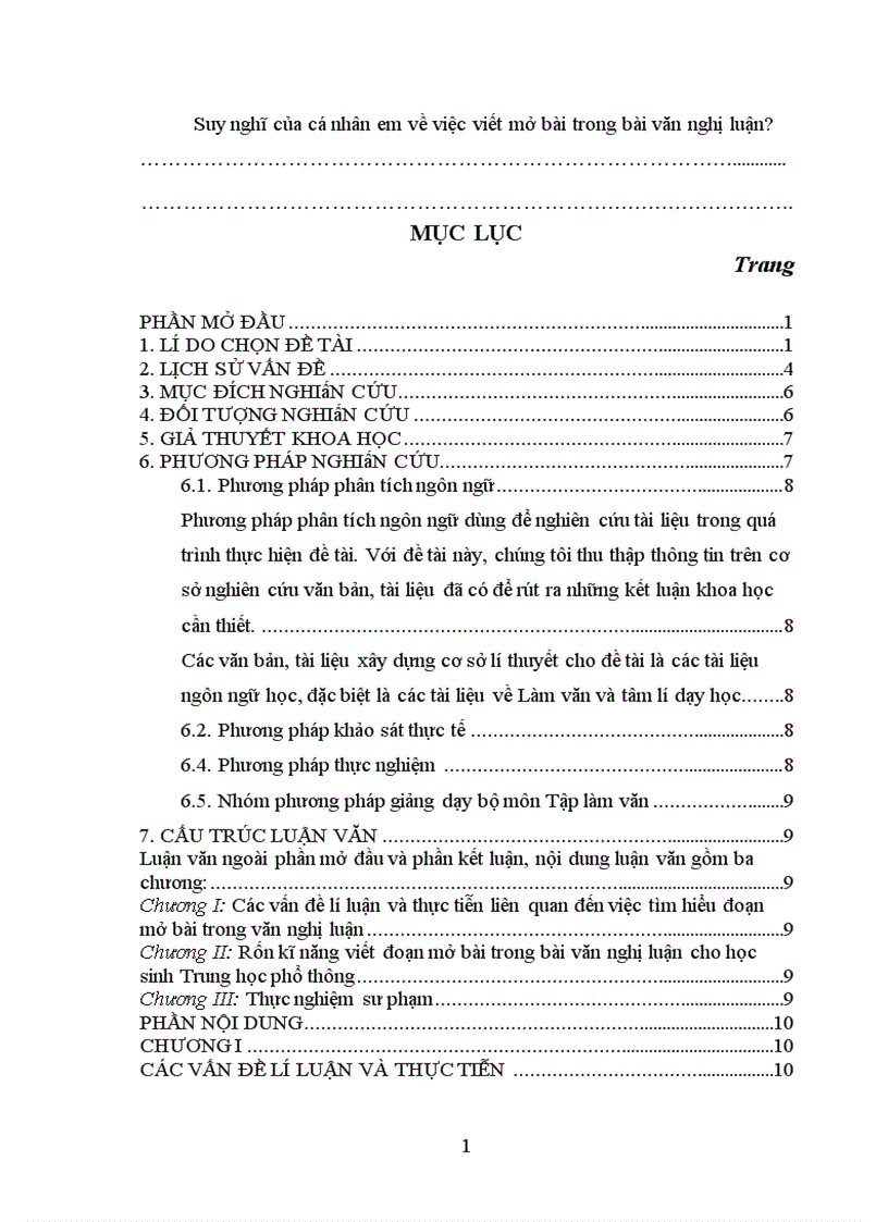 image for page Rèn kĩ năng viết đoạn mở bài trong bài văn nghị luận cho học sinh Trung học phổ thông 1