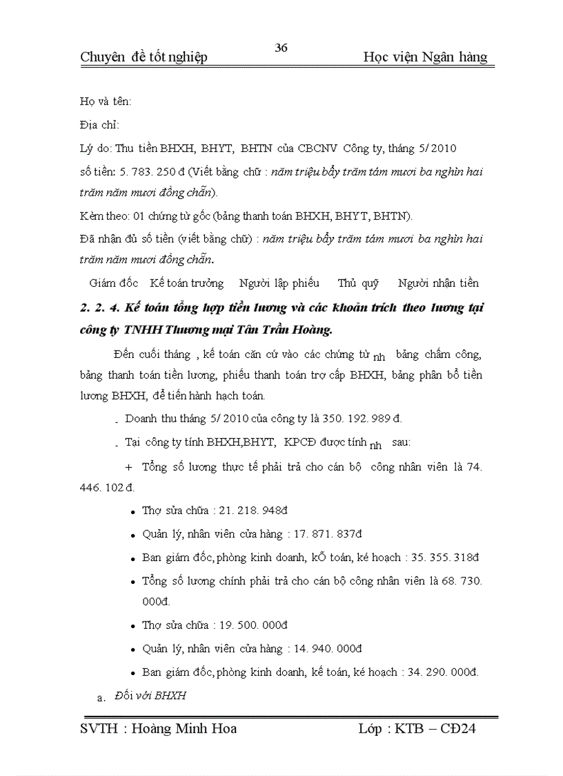 image for page Hoàn thiện công tác kế toán tiền lương và các khoản trích theo lương tại Công ty TNHH Thương mại Tân Trần Hoàng