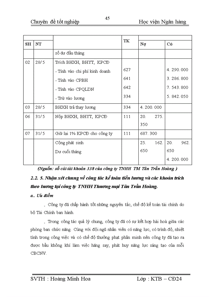 image for page Hoàn thiện công tác kế toán tiền lương và các khoản trích theo lương tại Công ty TNHH Thương mại Tân Trần Hoàng