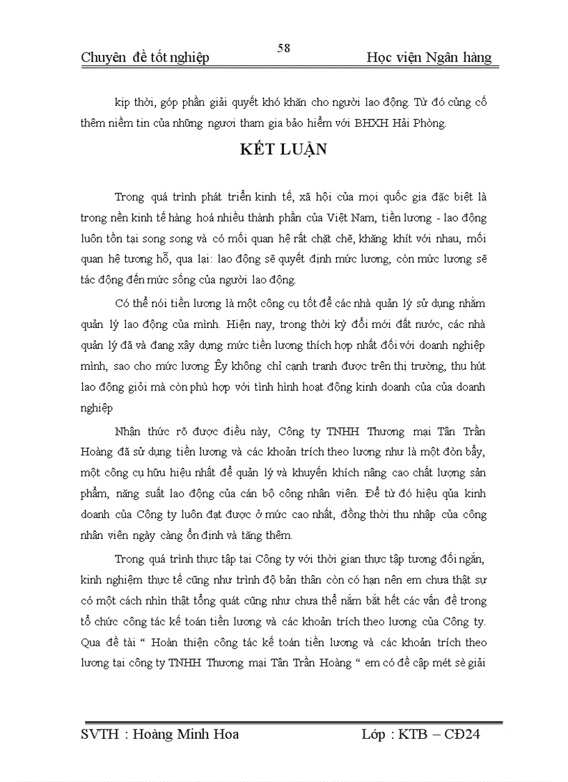 image for page Hoàn thiện công tác kế toán tiền lương và các khoản trích theo lương tại Công ty TNHH Thương mại Tân Trần Hoàng