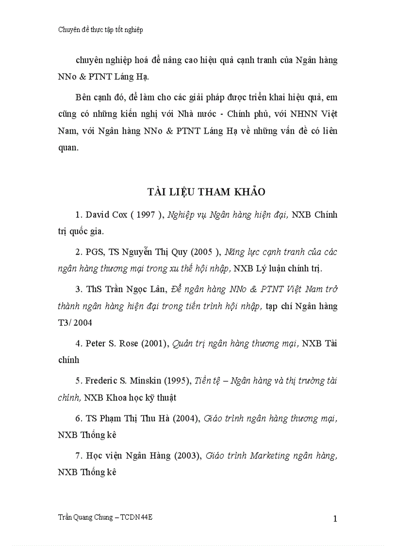 image for page Nâng cao hiệu quả cạnh tranh của Ngân hàng Nông nghiệp và Phát triển Nông thôn Láng Hạ 1