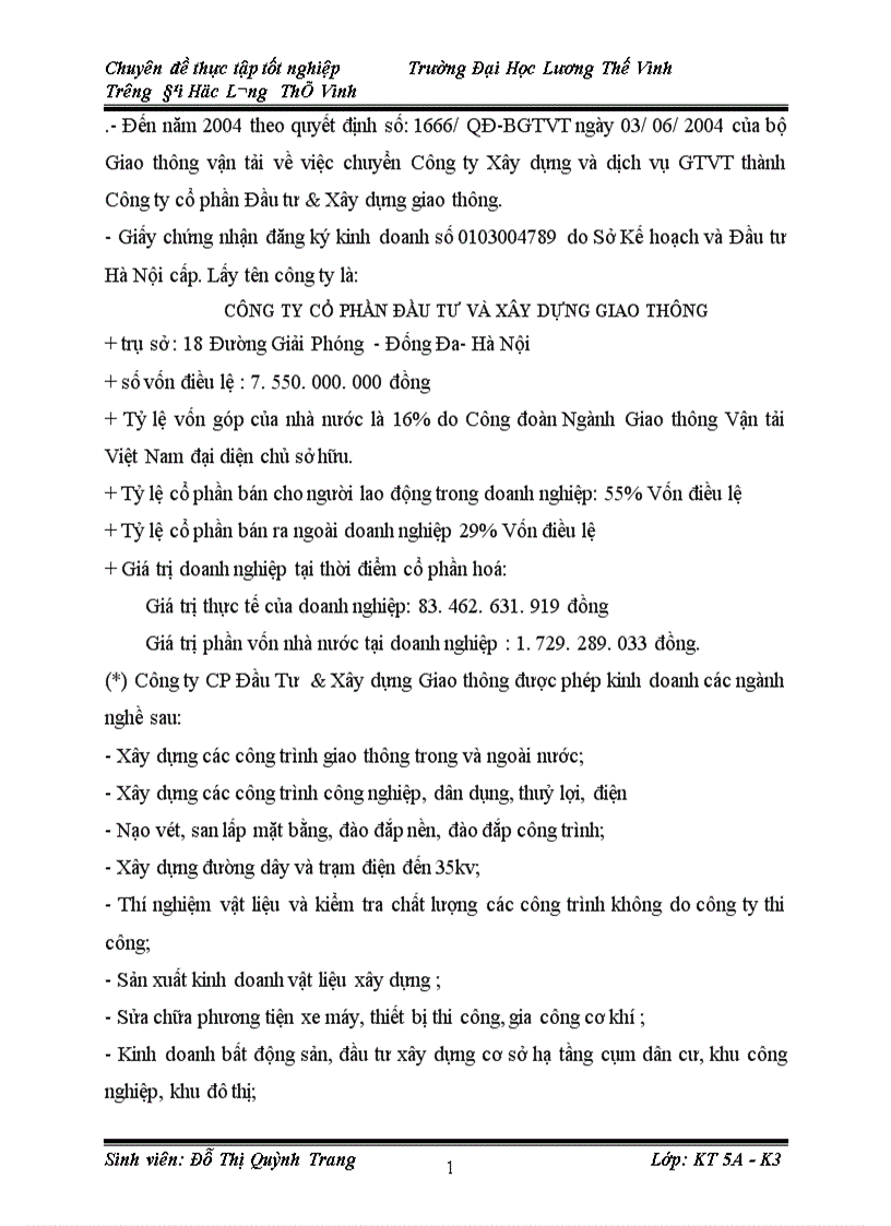 image for page Hoàn thiện kế toán chi phí sản xuất và tính giá thành sản phẩm xây lắp tại Công ty Cổ phần Đầu tư Xây dựng Giao thông 1