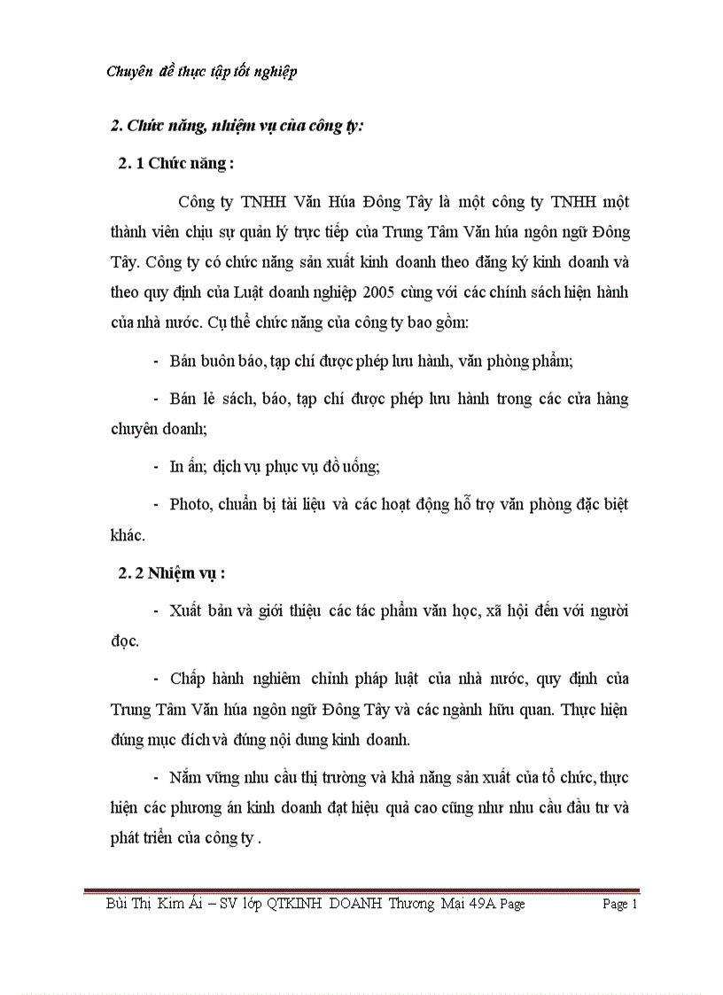 image for page Báo cáo thực tập tại công ty TNHH Văn Hóa Đông Tây