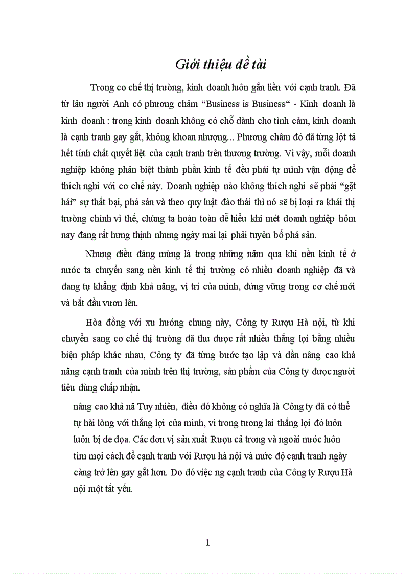 image for page Cạnh tranh và một số biện pháp nâng cao khả năng cạnh tranh của Công ty Rượu Hà nội 1