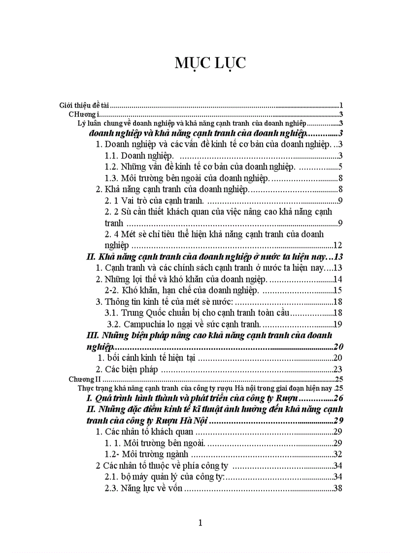 image for page Cạnh tranh và một số biện pháp nâng cao khả năng cạnh tranh của Công ty Rượu Hà nội 1