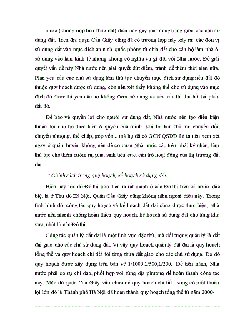 image for page Thực trạng và giải pháp tăng cường công tác quản lý Nhà nước về đất Đô thị qua ví dụ tại quận Cầu Giấy TP Hà Nội