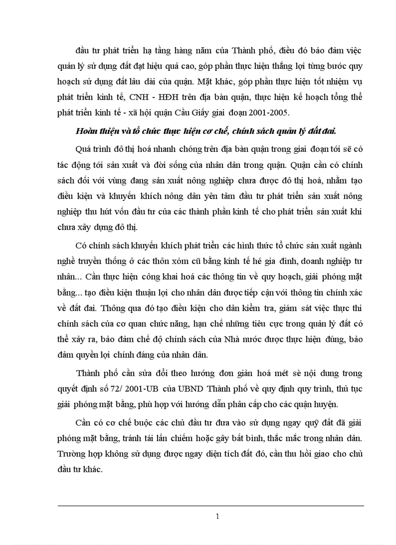 image for page Thực trạng và giải pháp tăng cường công tác quản lý Nhà nước về đất Đô thị qua ví dụ tại quận Cầu Giấy TP Hà Nội