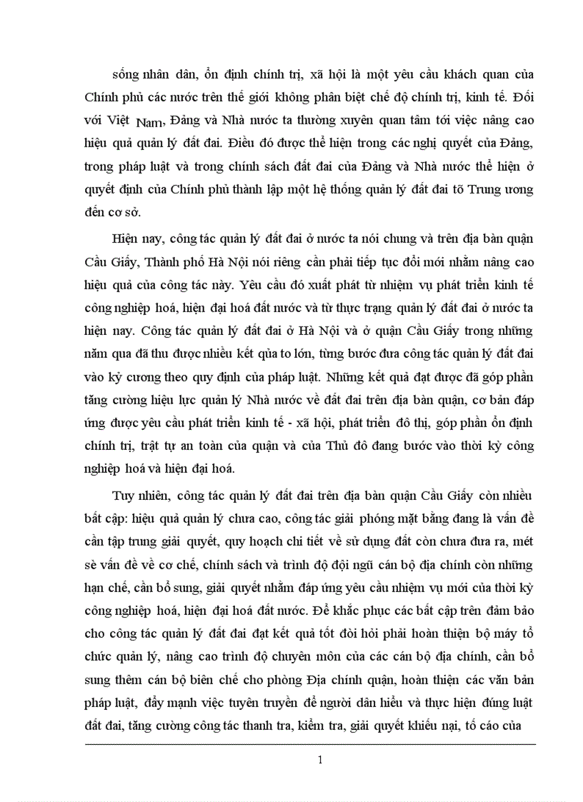 image for page Thực trạng và giải pháp tăng cường công tác quản lý Nhà nước về đất Đô thị qua ví dụ tại quận Cầu Giấy TP Hà Nội