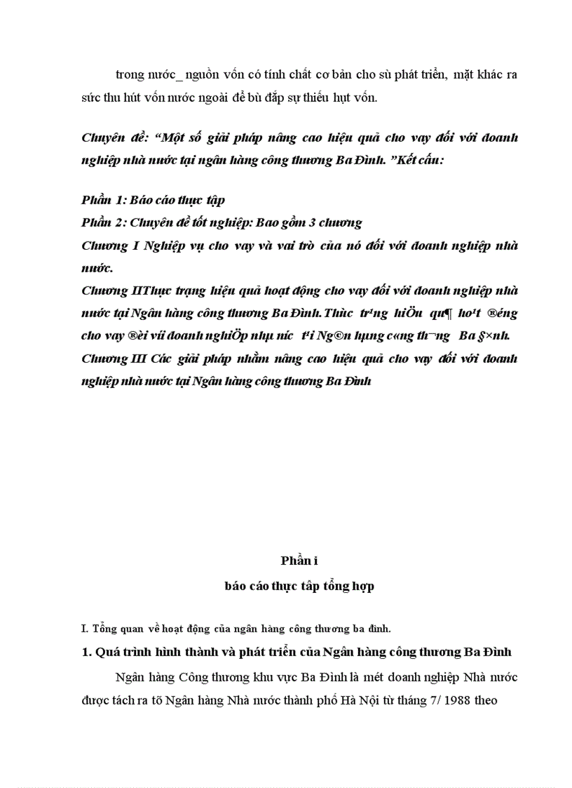 image for page Một số giải pháp nâng cao hiệu quả cho vay đối với doanh nghiệp nhà nước tại ngân hàng công thương Ba Đình 1