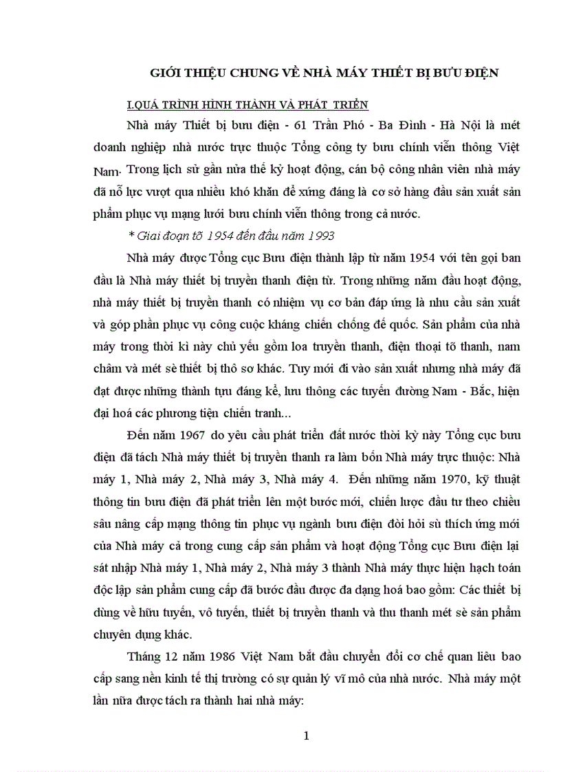 image for page Chức năng nhiệm vụ và cơ cấu tổ chức bộ máy quản trị của Nhà máy Thiết Bị Bưu Điện