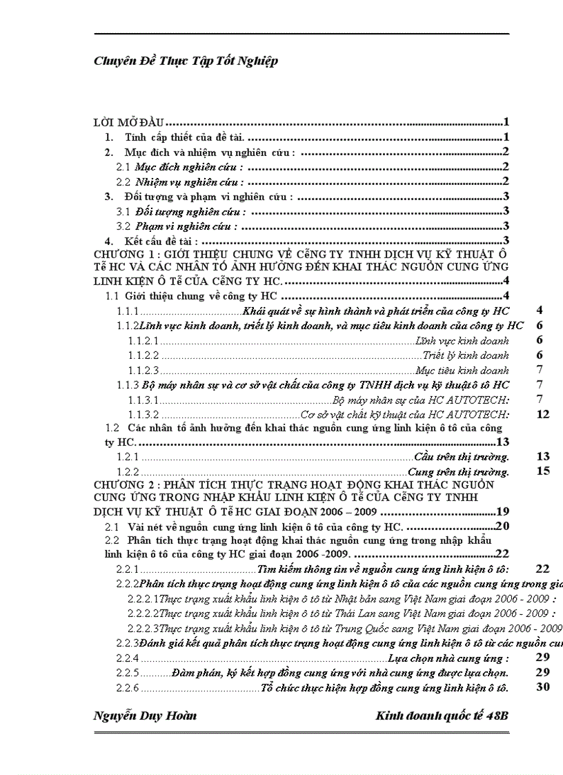 image for page Khai thác nguồn cung ứng trong nhập khẩu linh kiện ô tô của Công ty TNHH Dịch vụ và kỹ thuật ô tô HC 1