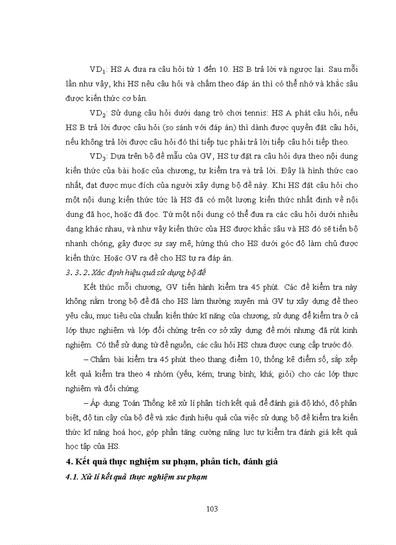 image for page Thực nghiệm sư phạm Đánh giá chất lượng của bộ đề kiểm tra đánh giá kiến thức kĩ năng hoá học lớp 11 nâng cao