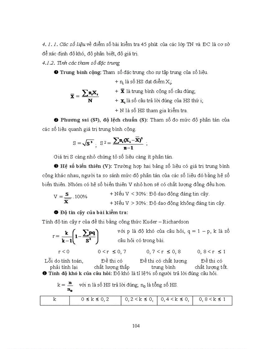 image for page Thực nghiệm sư phạm Đánh giá chất lượng của bộ đề kiểm tra đánh giá kiến thức kĩ năng hoá học lớp 11 nâng cao
