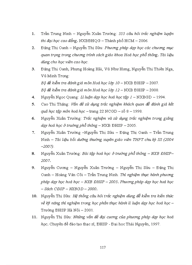 image for page Thực nghiệm sư phạm Đánh giá chất lượng của bộ đề kiểm tra đánh giá kiến thức kĩ năng hoá học lớp 11 nâng cao