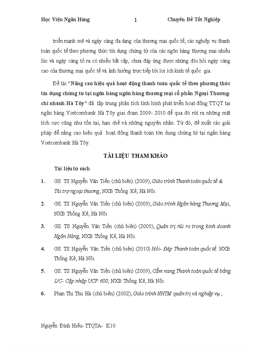 image for page Nâng cao hiệu quả thanh toán quốc tế theo phương thức tín dụng chứng từ tại Ngân hàng thương mại cổ phần Ngoại thương Việt nam Vietcombank 1