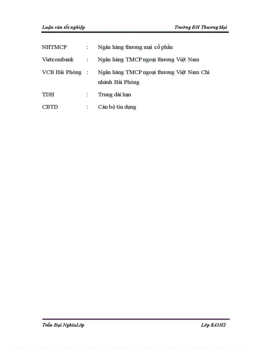 image for page Chất lượng tín dụng trung và dài hạn tại Ngân hàng TMCP Ngoại thương Việt Nam Chi nhánh Hải Phòng 1