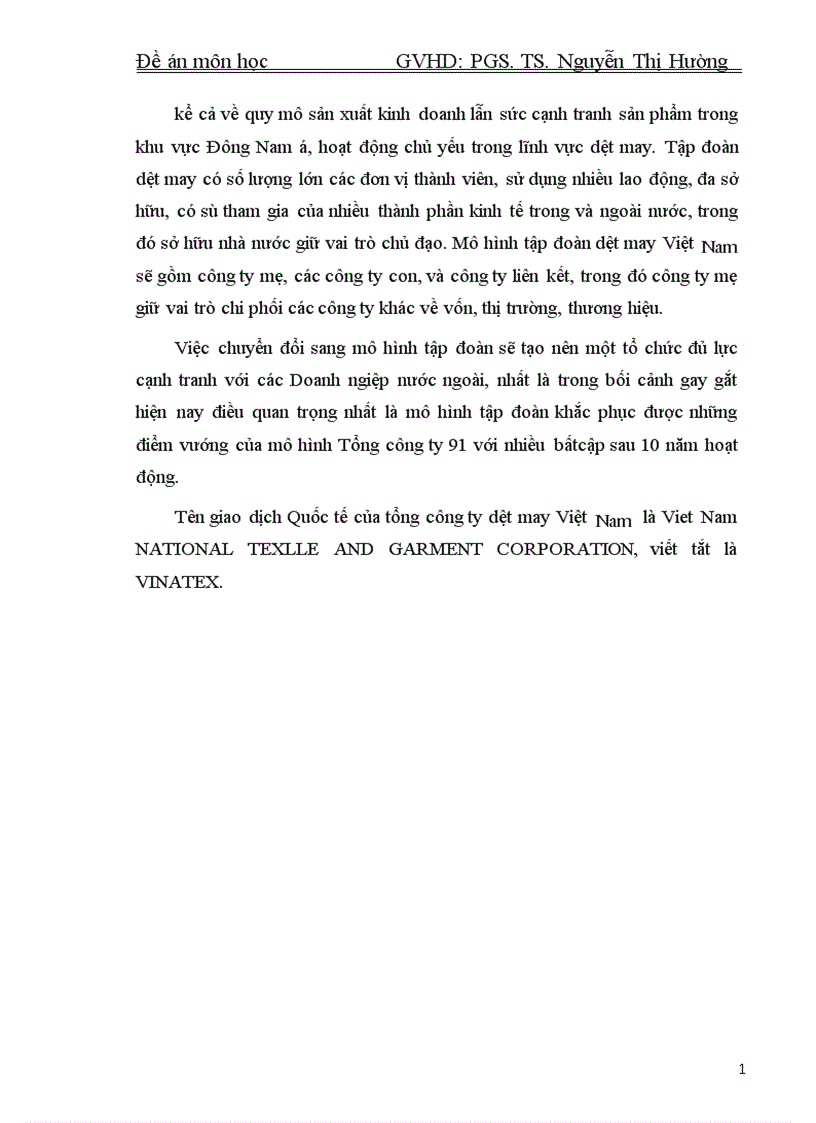 image for page Các giải pháp để cơ cấu tổ chức phù hợp hơn với chiến lược kinh doanh theo mô hình công ty mẹ con của Vinatex