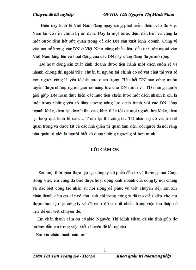image for page Nâng cao chât lượng công tác TD nhân sự cho công ty cổ phần đầu tư và thương mại Cuộc Sống Việt