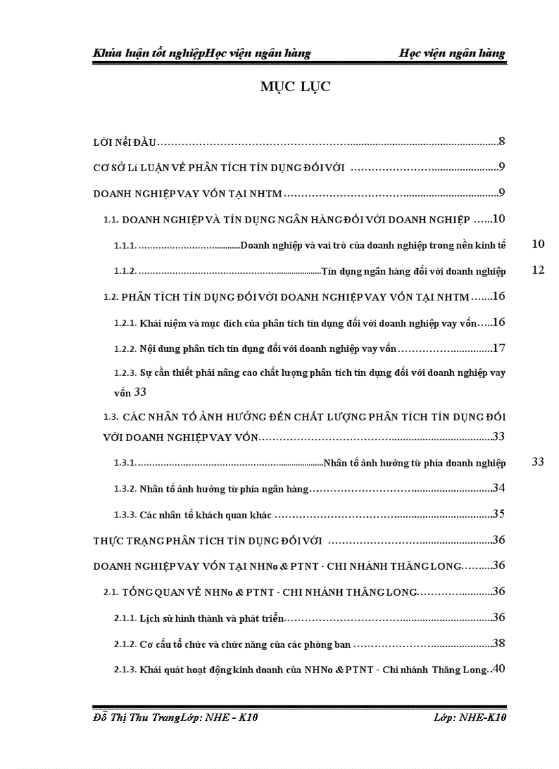 image for page Giải pháp nâng cao chất lượng phân tích tín dụng đối với doanh nghiệp vay vốn tại NHNo PTNT Chi nhánh Thăng Long