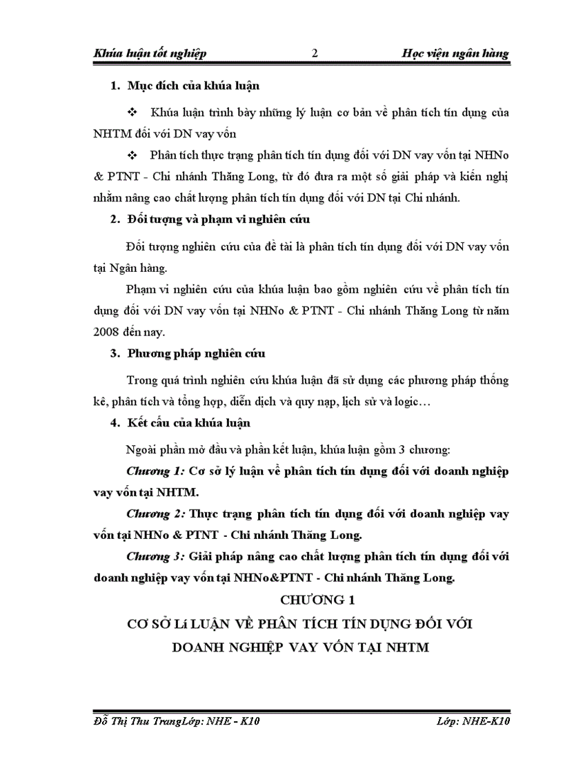 image for page Giải pháp nâng cao chất lượng phân tích tín dụng đối với doanh nghiệp vay vốn tại NHNo PTNT Chi nhánh Thăng Long