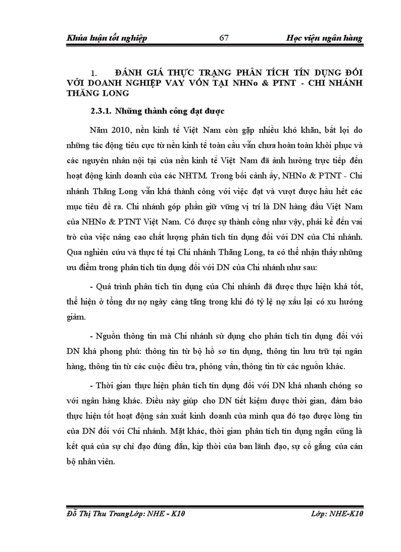 image for page Giải pháp nâng cao chất lượng phân tích tín dụng đối với doanh nghiệp vay vốn tại NHNo PTNT Chi nhánh Thăng Long