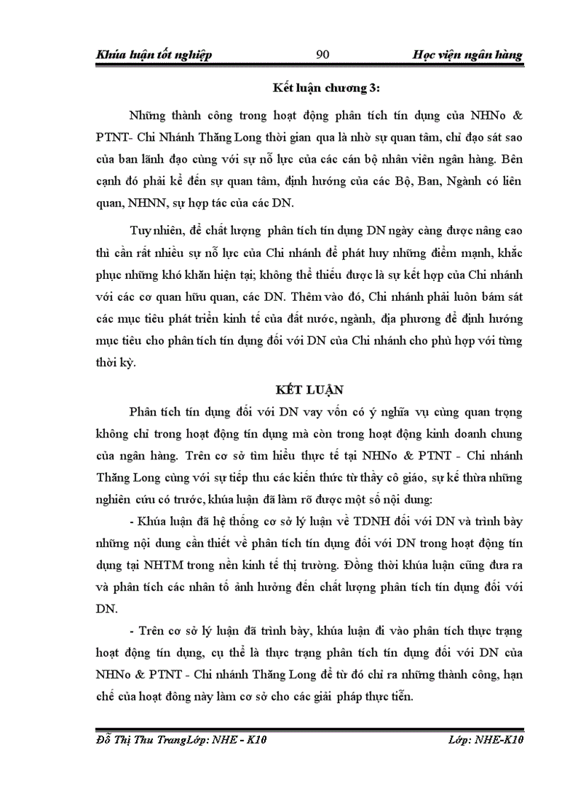 image for page Giải pháp nâng cao chất lượng phân tích tín dụng đối với doanh nghiệp vay vốn tại NHNo PTNT Chi nhánh Thăng Long