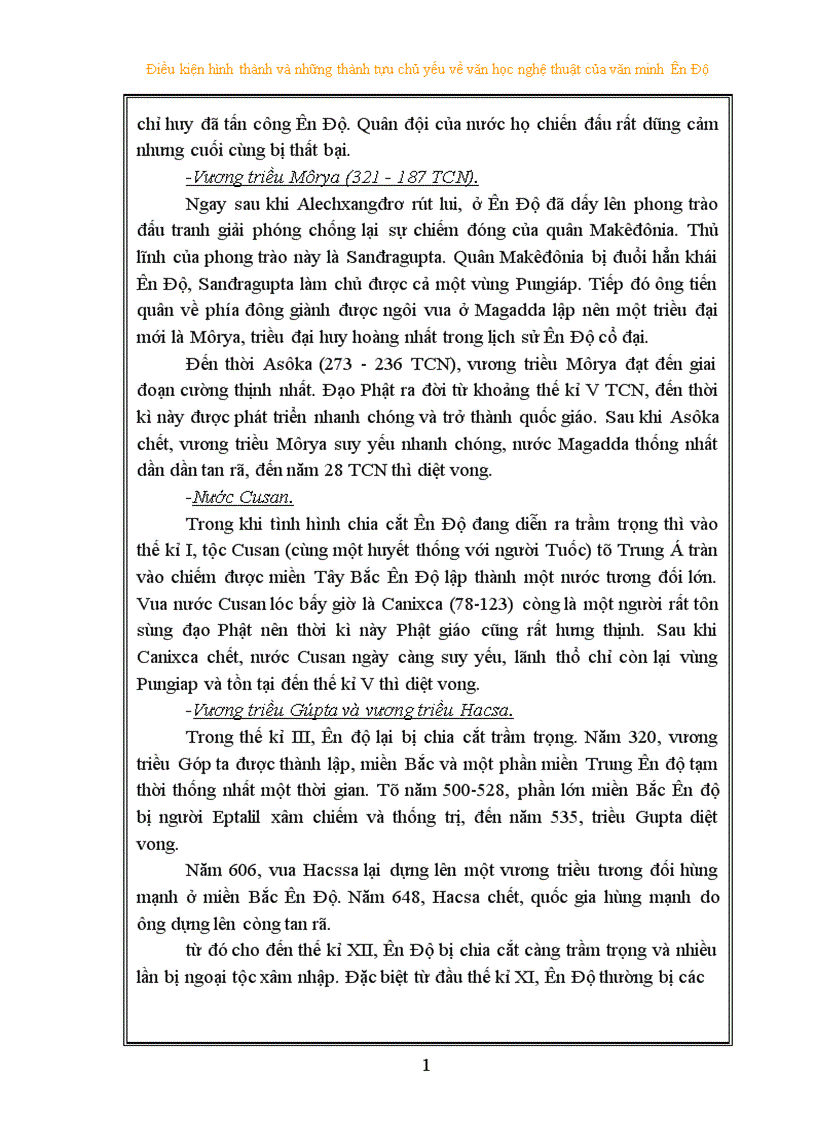 image for page Điều kiện hình thành và những thành tựu chủ yếu về văn học nghệ thuật của văn minh ấn Độ 1