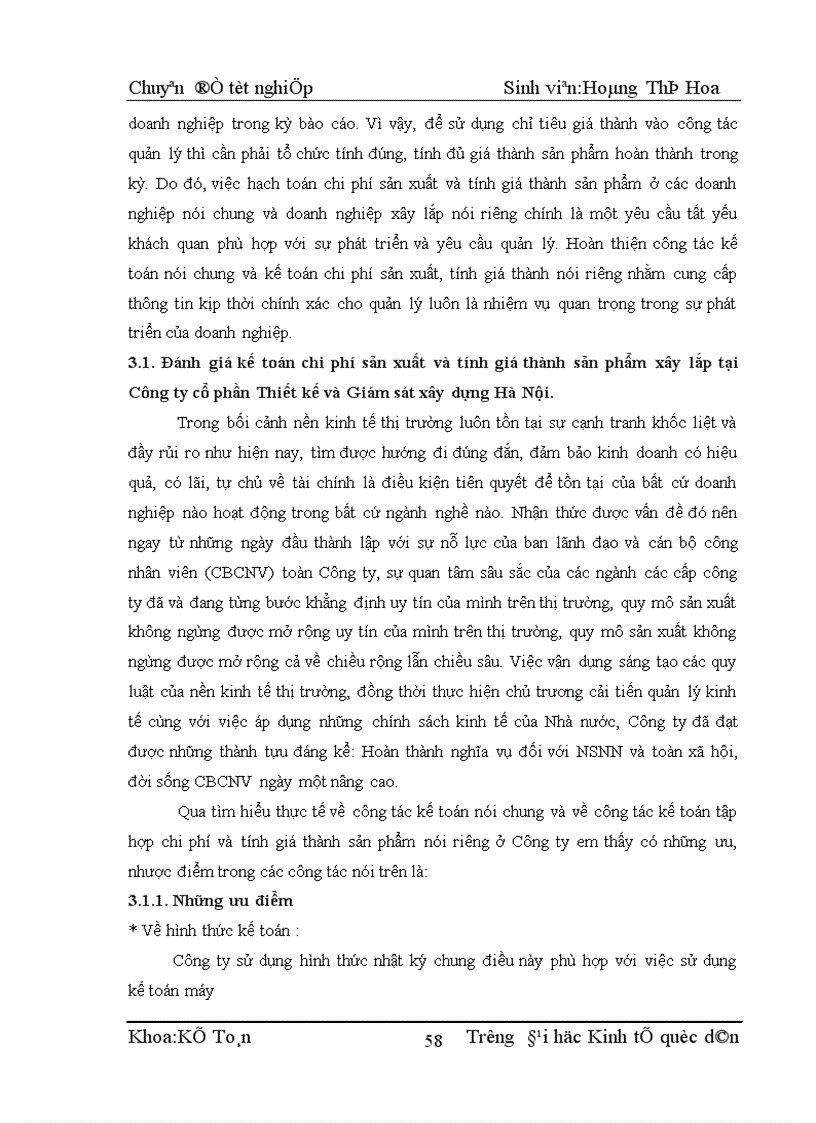 image for page Kế toán chi phí sản xuất và tính giá thành sản phẩm xây lắp tại Công ty cổ phần Thiết kế và Giám sát Xây dựng Hà Nội 1