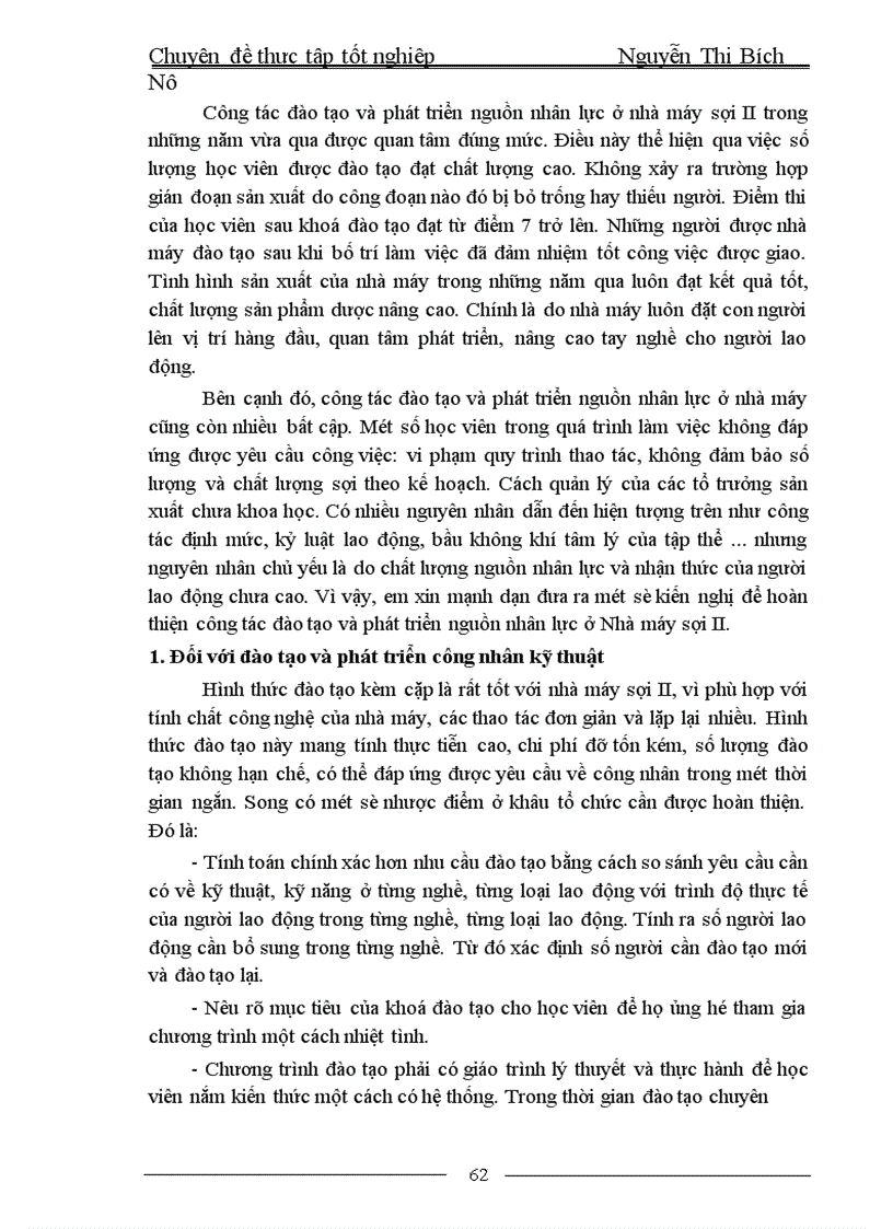 image for page Đào tạo và phát triển nguồn nhân lực tại Nhà máy sợi II 1