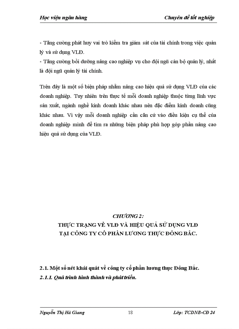 image for page Vốn lưu động và một số biện pháp nhằm nâng cao hiệu quả sử dụng vốn lưu động tại công ty cổ phần lương thực Đông Bắc 1