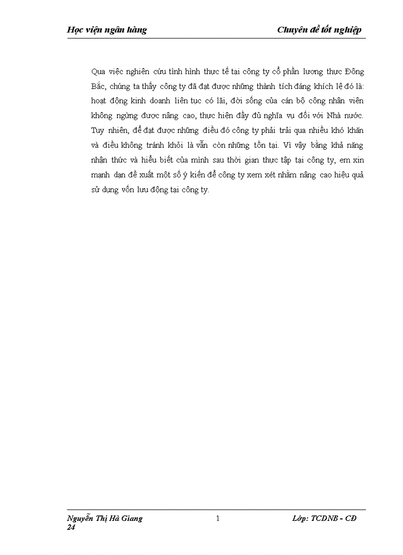 image for page Vốn lưu động và một số biện pháp nhằm nâng cao hiệu quả sử dụng vốn lưu động tại công ty cổ phần lương thực Đông Bắc 1