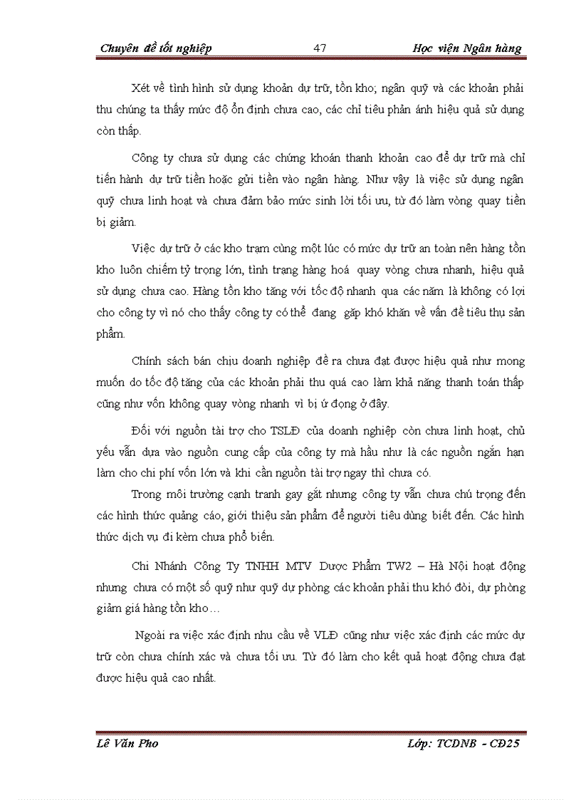 image for page Giải pháp nâng cao hiệu quả sử dụng tài sản lưu động tại Chi Nhánh Công Ty TNHH MTV Dược Phẩm TW2 Hà Nội