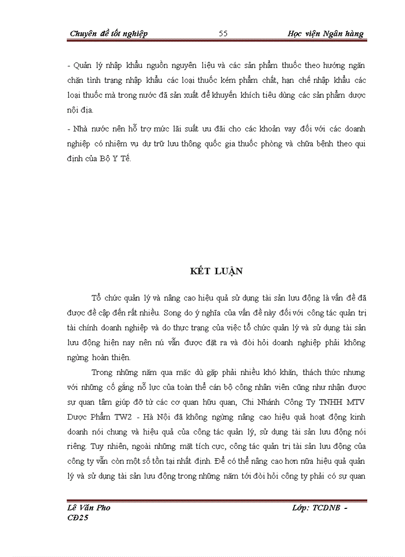 image for page Giải pháp nâng cao hiệu quả sử dụng tài sản lưu động tại Chi Nhánh Công Ty TNHH MTV Dược Phẩm TW2 Hà Nội