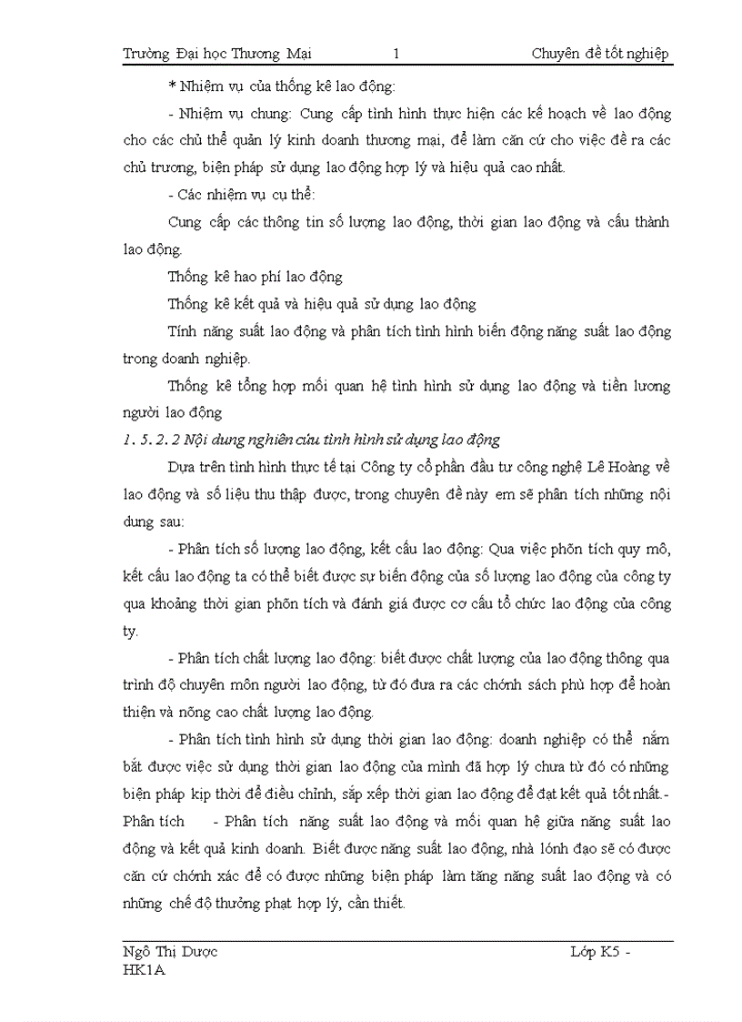 image for page Phân tích thống kê tình hình sử dụng lao động tại Công ty Cổ phần đầu tư Công nghệ Lê Hoàng 1